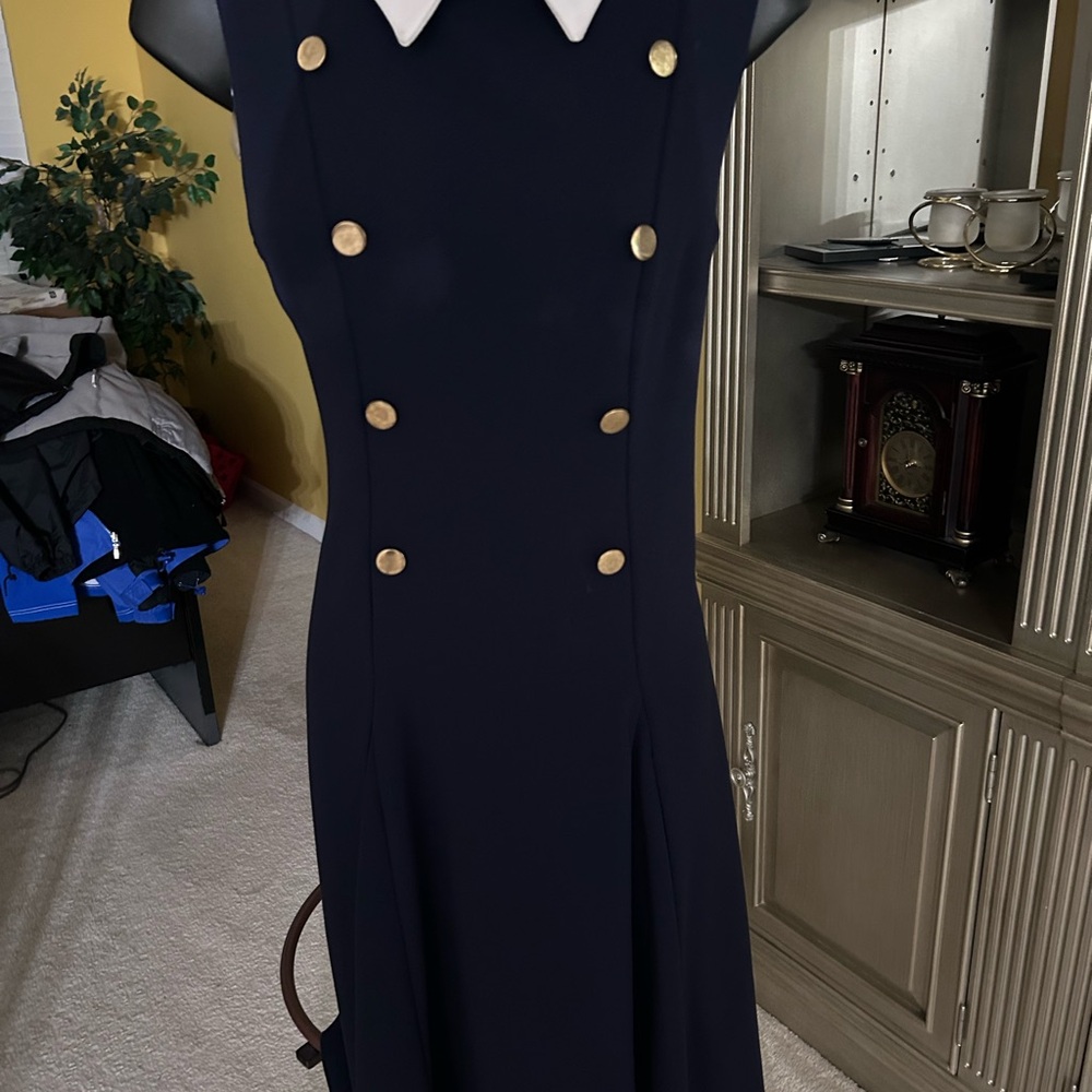 Shelby & Palmer Navy Dress with Gold Accents size 10